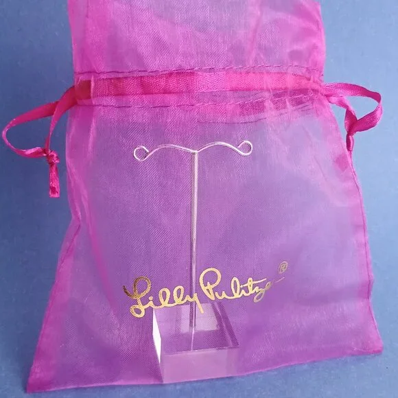 Lilly Pulitzer Triangle Exquisite Stud Earrings Gold Tone Minimalist - Picture 5 of 5